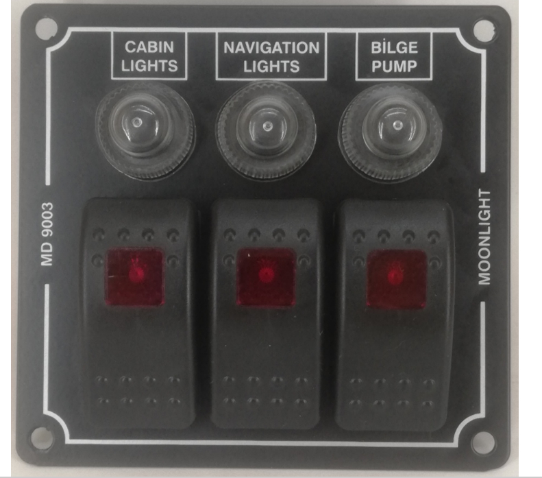 3 lü Marin Switch Panel Otomatik Sigortalı