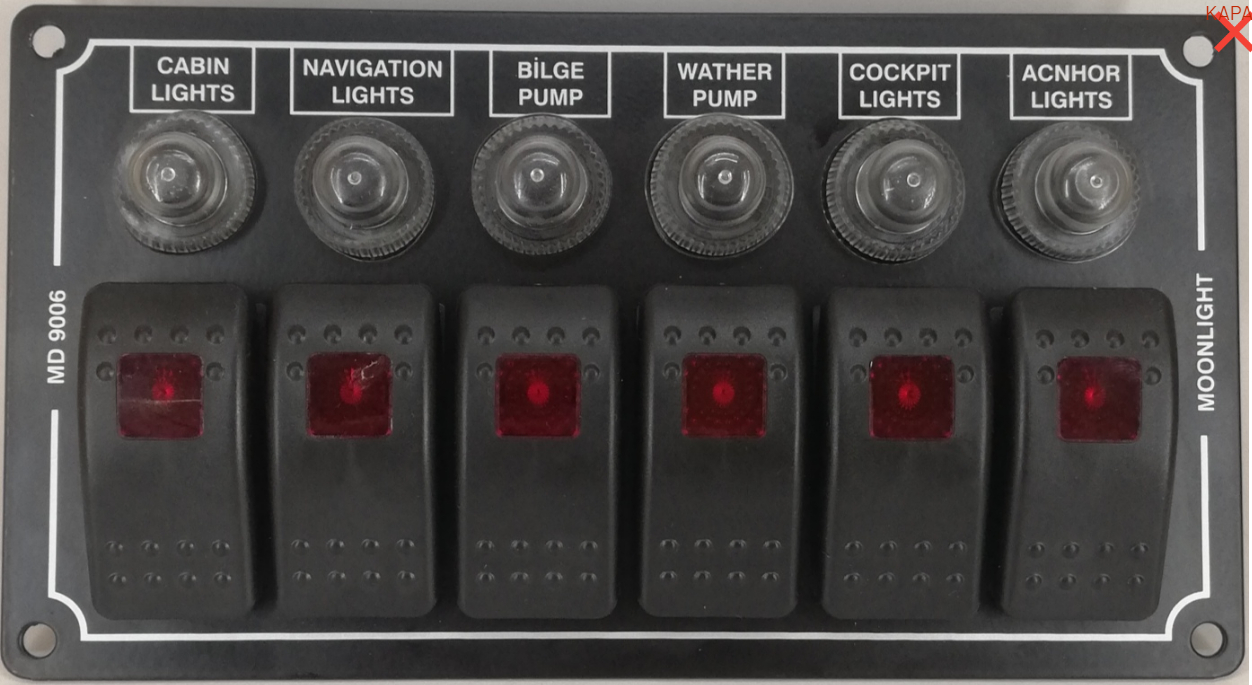 6 li Marin Switch Panel Otomatik Sigortalı