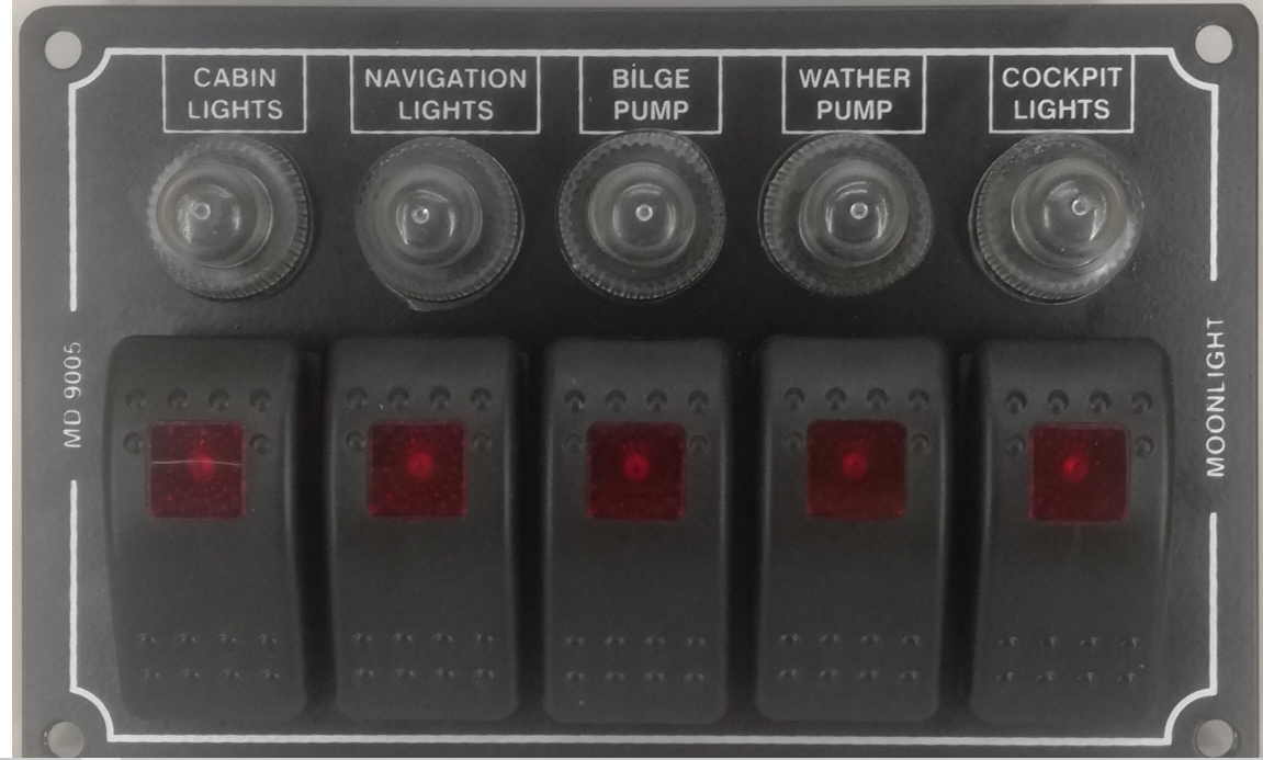 5 li Marin Switch Panel Otomatik Sigortalı