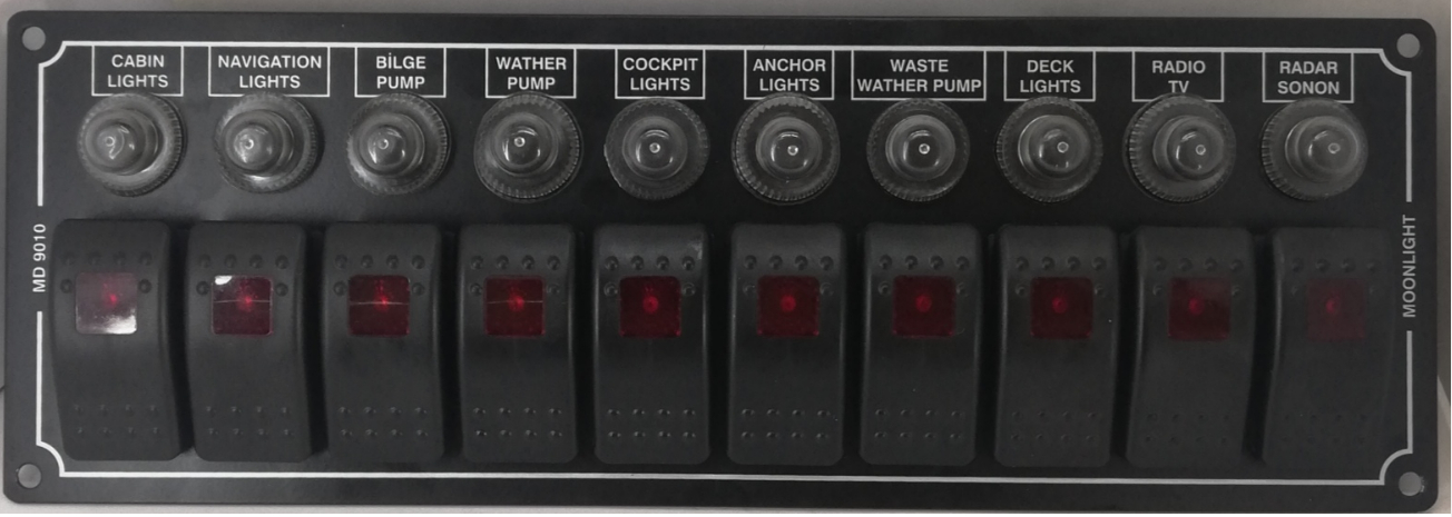 10 li Marin Switch Panel Otomatik Sigortalı